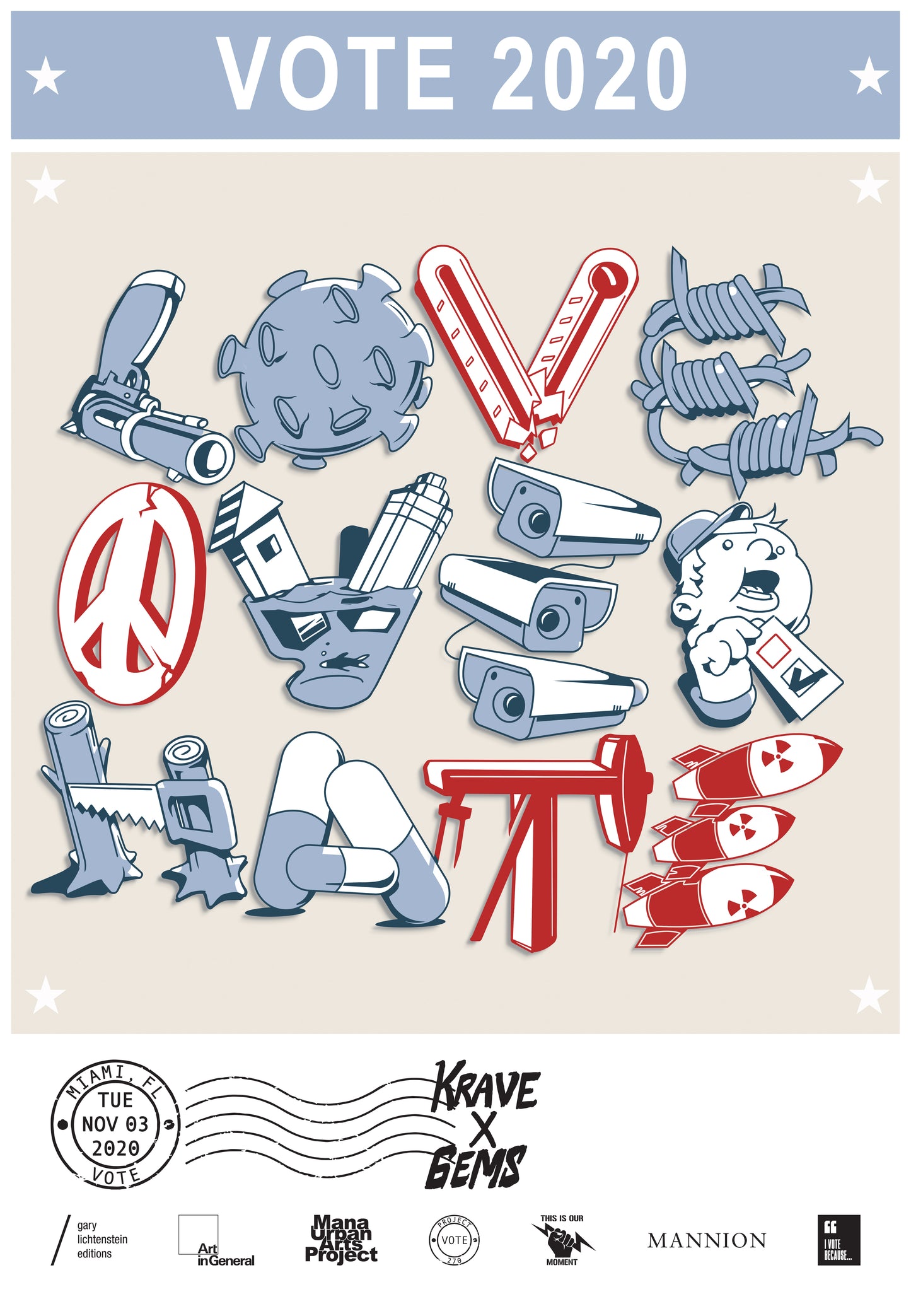 Miami, Florida Get Out The Vote Poster by Krave x Gems