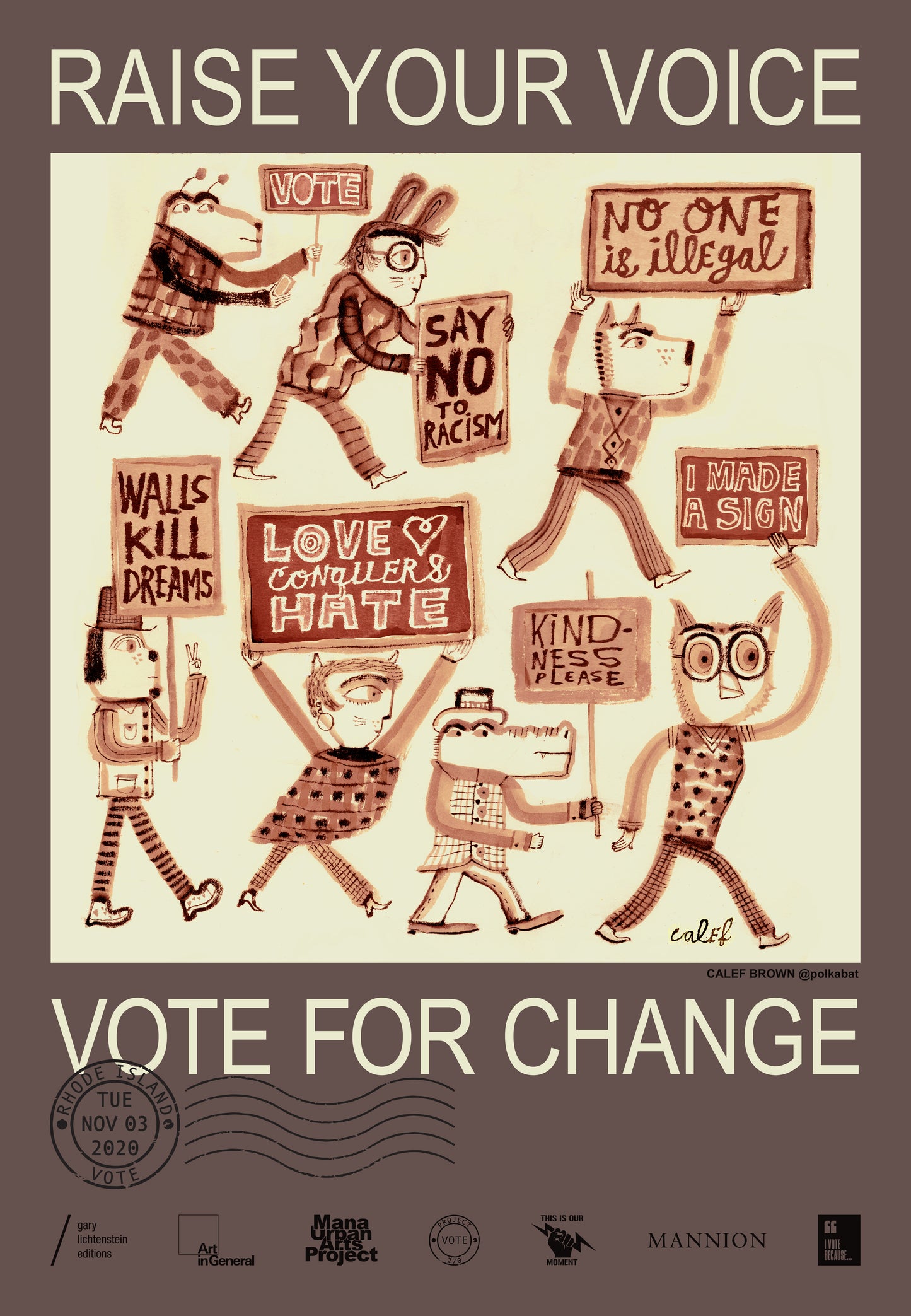 Rhode Island Get Out The Vote Poster by Calef Brown