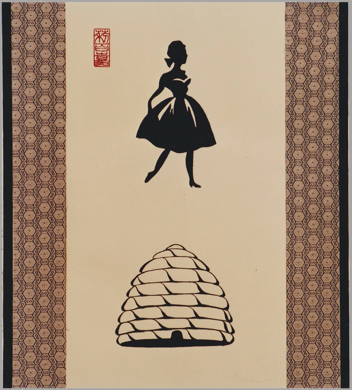 Girl in the party dress with beehive