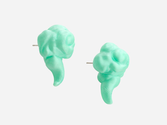 3D Printed Auspicious Clouds Earrings in Celadon Green
