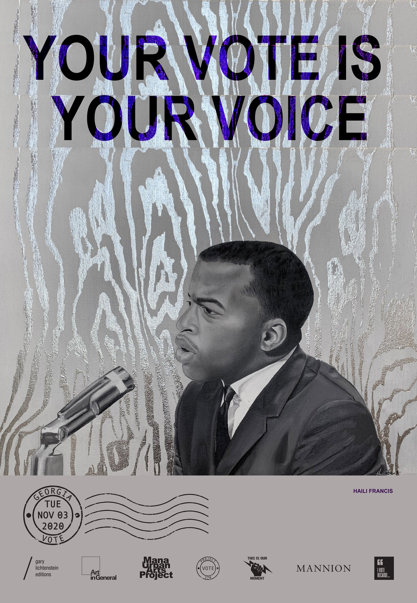 Atlanta, Georgia - John Lewis Tribute Get Out The Vote Poster by Haili Francis