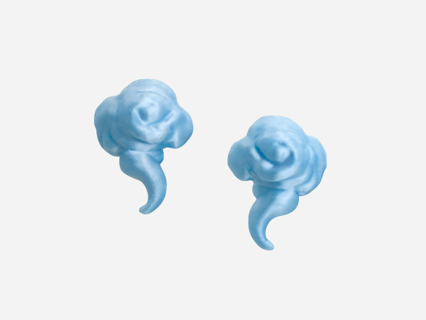 3D Printed Auspicious Clouds Earrings in Moonlight Blue