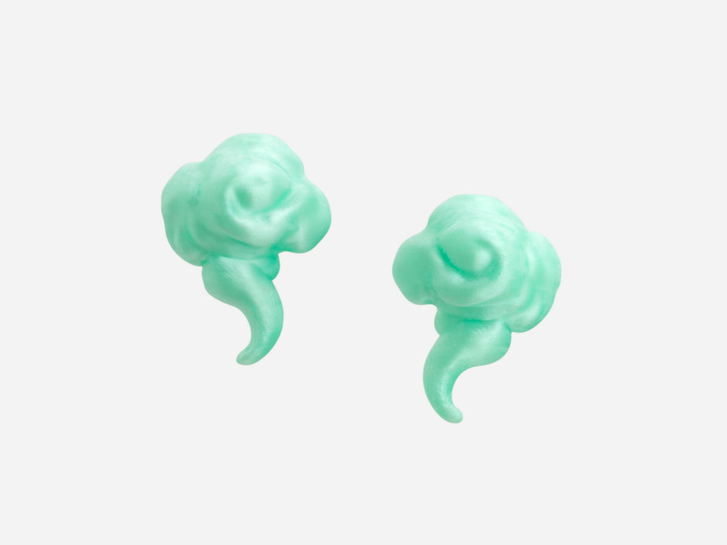 3D Printed Auspicious Clouds Earrings in Celadon Green