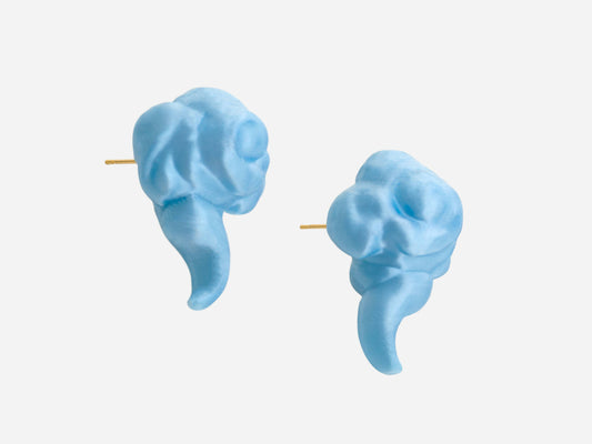 3D Printed Auspicious Clouds Earrings in Moonlight Blue